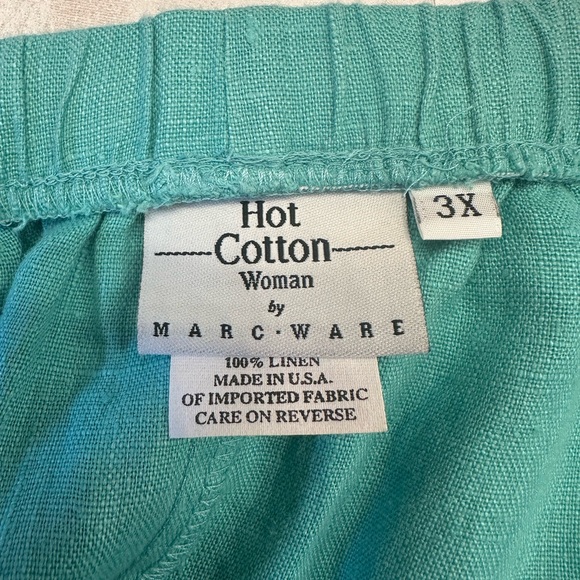 Hot Cotton Woman Marc Ware 100% Linen Maxi Skirt 3X Teal Pull On Drawstring USA - Picture 4 of 7